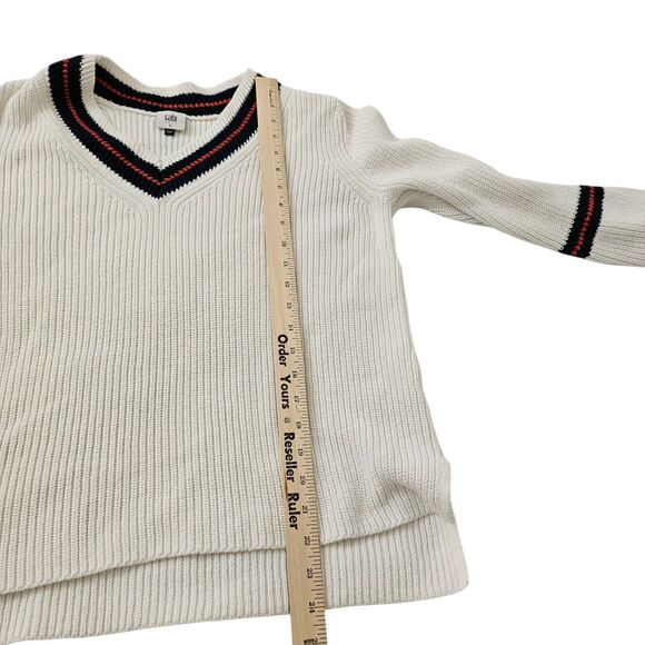 Cabi Sweater Large Ace White Nautical Tennis V-neck Pullover Bell Sleeve 5639 - Picture 9 of 10